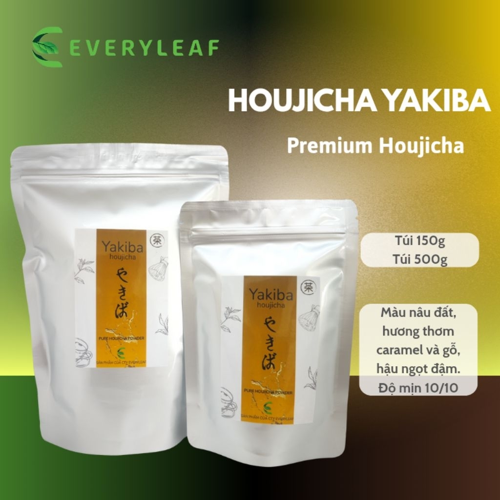[Túi 150g-Bgom VAT] Bột Trà rang Houjicha Yakiba, Houjicha Nguyên chất Every Leaf dùng trong pha chế