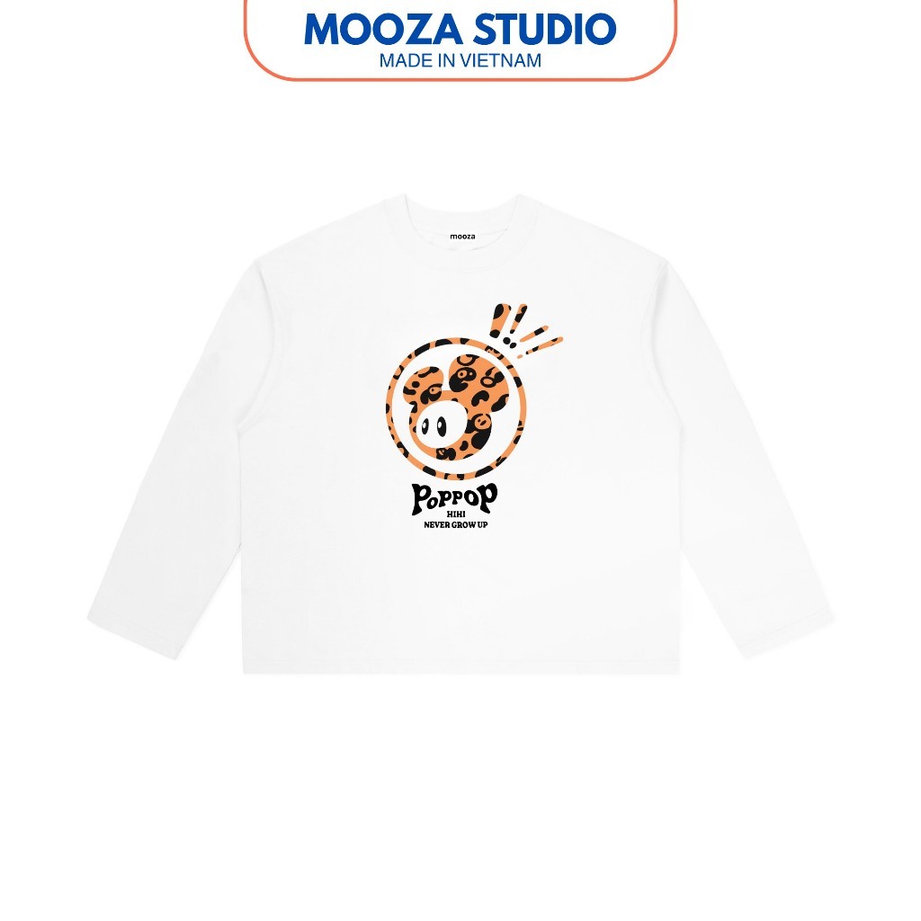 Áo Thun Dài Tay Poppop Nỉ Cotton Premium Seasonal Long Sleeve Boxy Tee Local Brand Mooza Studio Chín