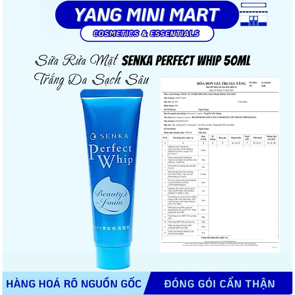 Sữa Rửa Mặt Senka Perfect Whip 50G - Sữa Rửa Mặt Senka 50ml HÀNG CÔNG TY ĐỦ VAT