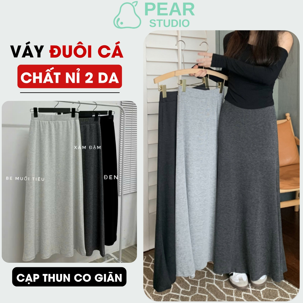 Váy chữ A dáng dài chất nỉ cao cấp dày dặn, Chân váy suông nữ lưng cao ôm dáng đuôi cá CV85