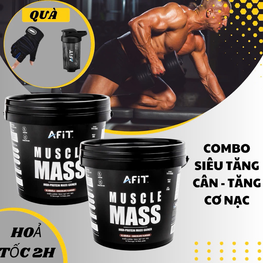 ComBo 2 Xô Bột Dinh Dưỡng Muscle Mass Gainer AFIT + Quà Tặng