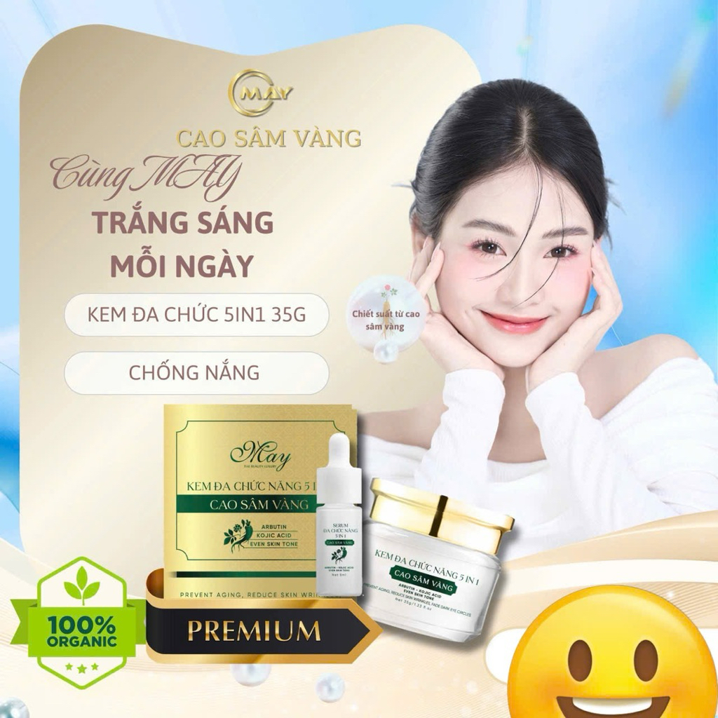 Kem Mây Cao Sâm Vàng Dưỡng Trắng Da Ngăn Ngừa Nám Tàn Nhang Đồi Mồi Sáng Da 35g
