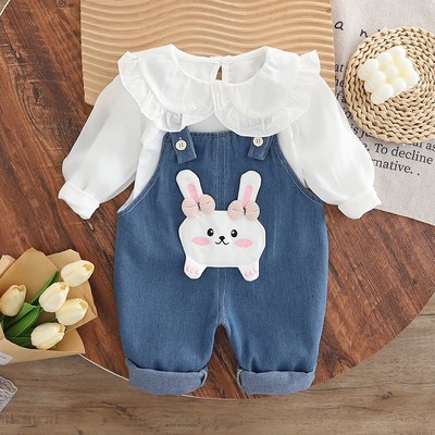 Bộ Áo Thun Tay Dài Yếm Quần Denim Cô Gái Thu Đông Cho Bé Gái 1 2 3 4 5 Tuổi MINTSCLOSET Mint's Closet - YE5129