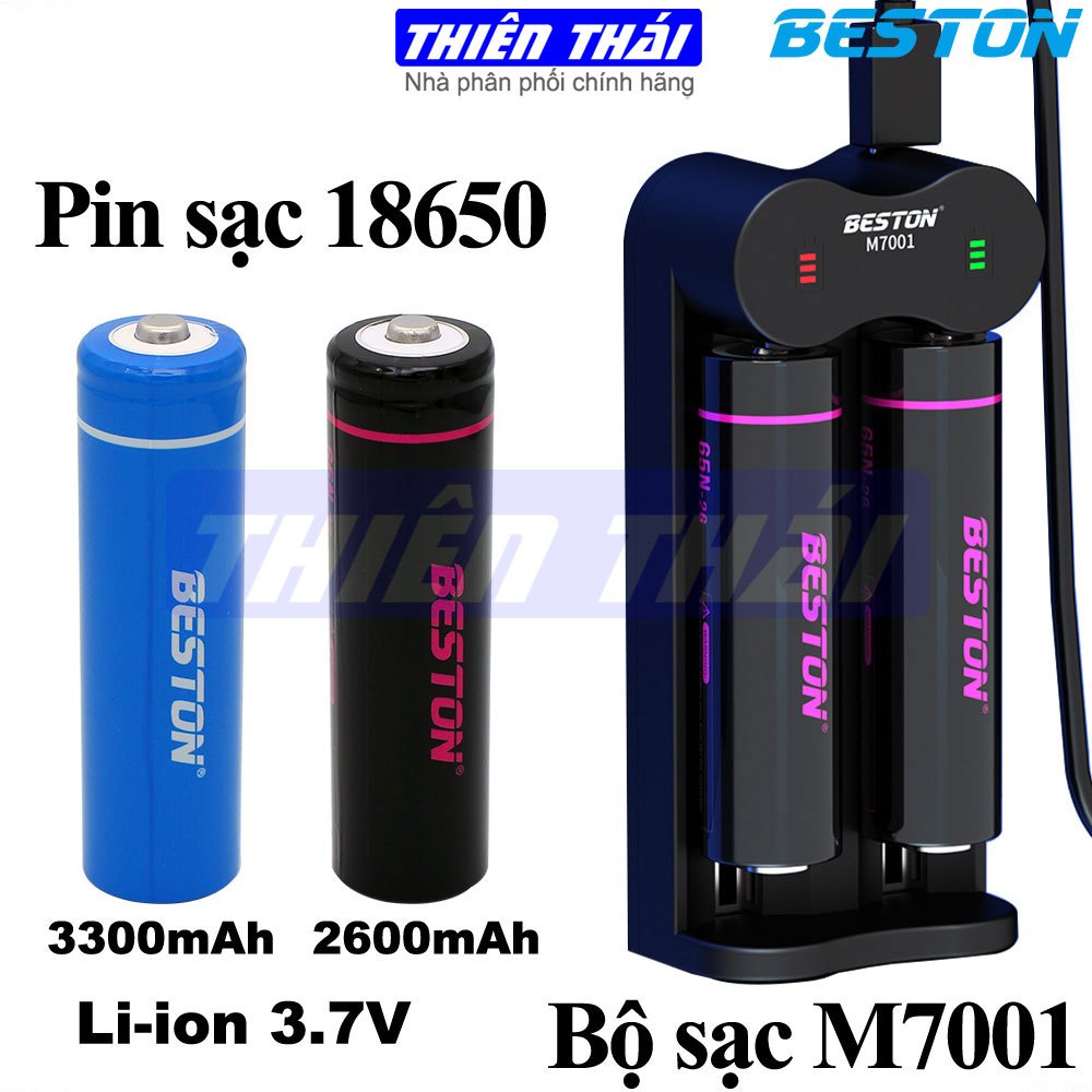 Pin sạc 18650 BESTON,bộ sạc BESTON M7001,Li-ion 3.7V,2600mAh,3300mAh,65N-26J,65N-33P