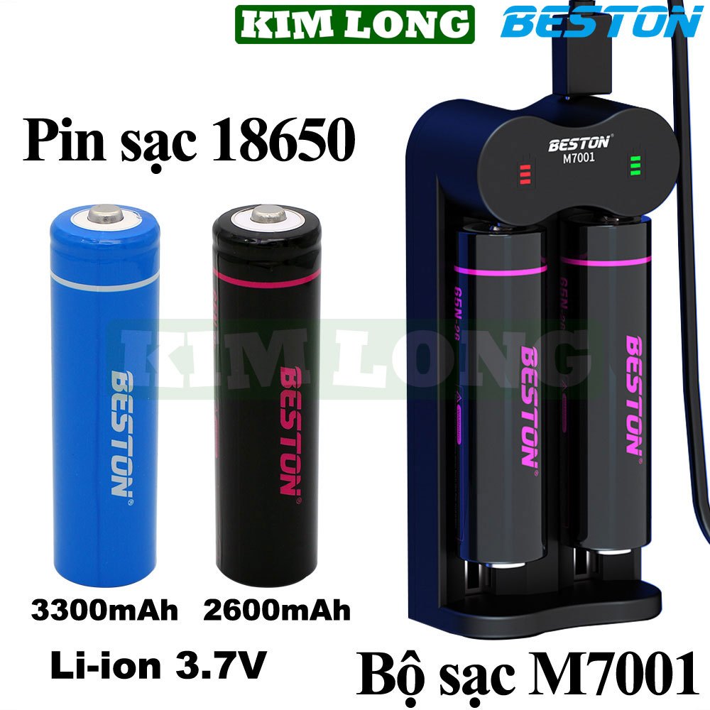 Pin sạc 18650 BESTON,bộ sạc BESTON M7001,Li-ion 3.7V,2600mAh,3300mAh,65N-26J,65N-33P