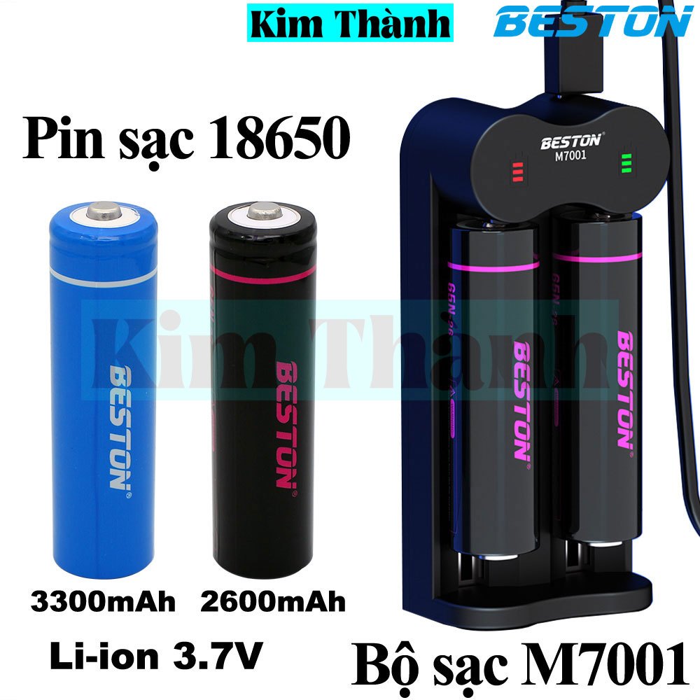 Pin sạc 18650 BESTON,bộ sạc BESTON M7001,Li-ion 3.7V,2600mAh,3300mAh,65N-26J,65N-33P