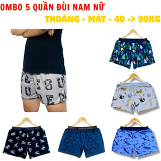  Combo 5 Quần đùi nam mặc ngủ quần đùi thun cotton có giãn size lớn 40- 90kg 