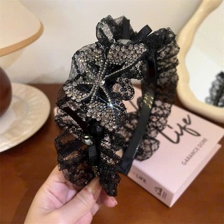 Băng Đô Ren Đen Đính Đá Lấp Lánh, Băng Đô Nơ Đen Phong Cách Tiểu Thư Sang Chảnh, Đội Chụp Ảnh – Dự Tiệc