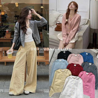 (Sẵn hàng QC L1 GIAO NGAY) Áo cardigan len xù mác EGG cúc đồng basic dày dặn tone màu pastel cho mùa đông - Dành cho nữ
