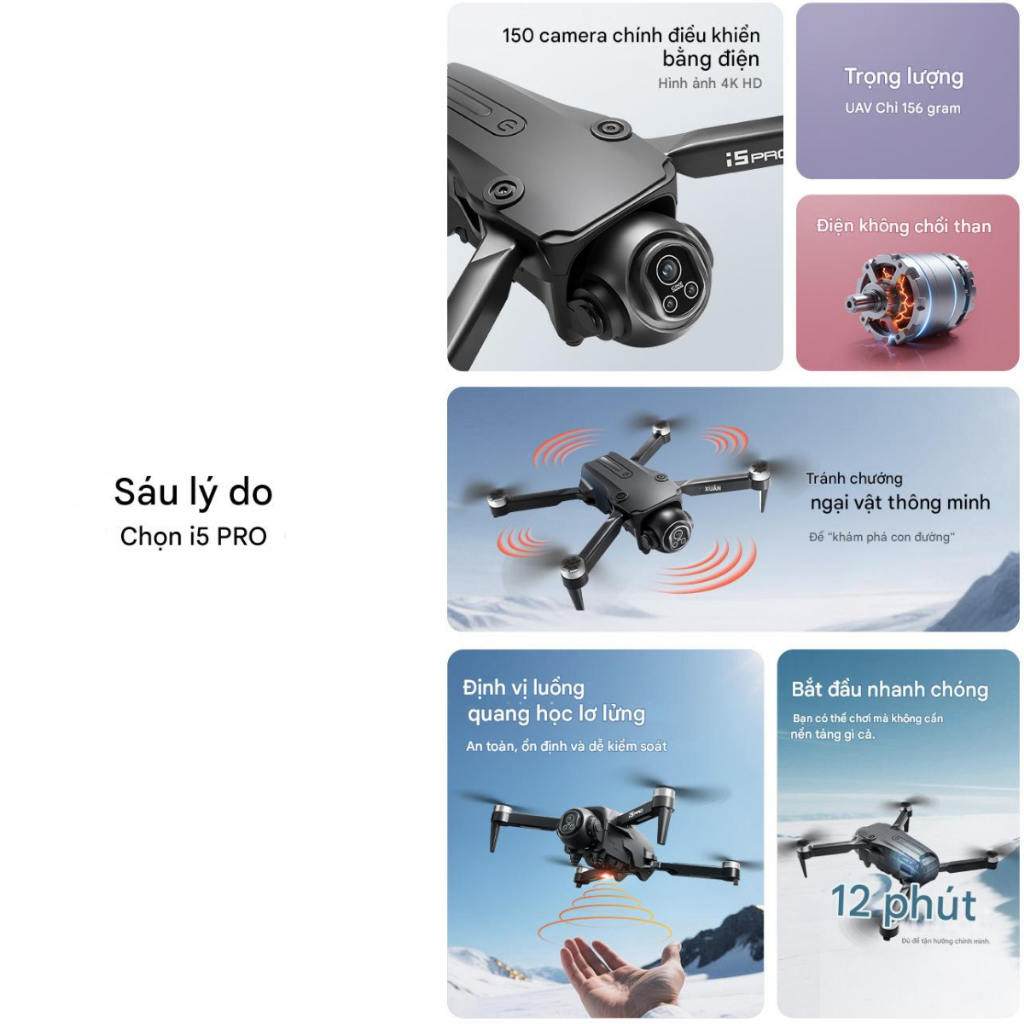 Flycam giá rẻ I5 Promax, Máy bay điều từ xa, Dễ dàng cho người mới tập chơi, Drone mini, Flycam | BigBuy360 - bigbuy360.vn