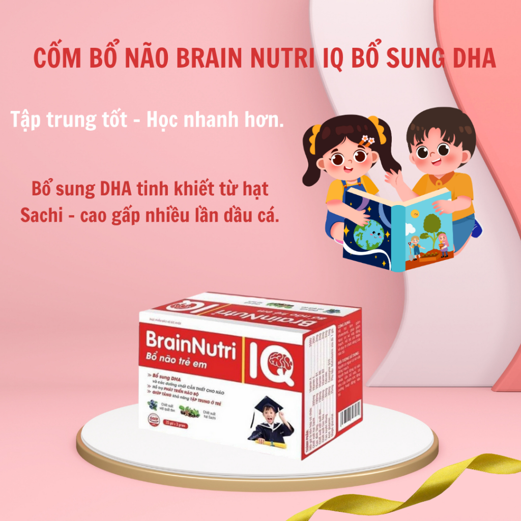 Cốm bổ não Brain Nutri IQ bổ sung DHA, tăng tập trung, cải thiện trí nhớ, hỗ trợ phát triển não bộ