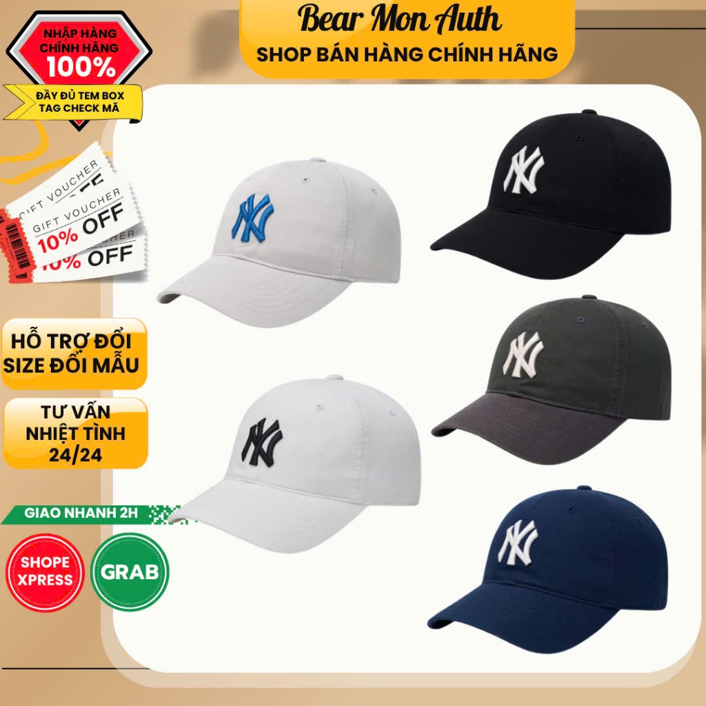 Mũ Lưỡi Trai MLB Ace Unstructured Ball Cap Logo Ny 3ACP6601N