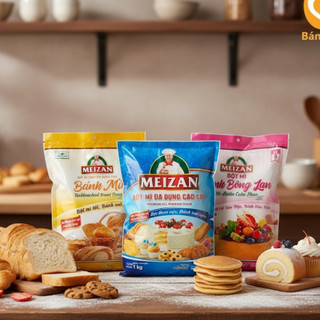 Bột mì đa dụng Meizan - làm bánh bông lan, bột tẩm, bánh mì - gói 1kg - GÓI XANH