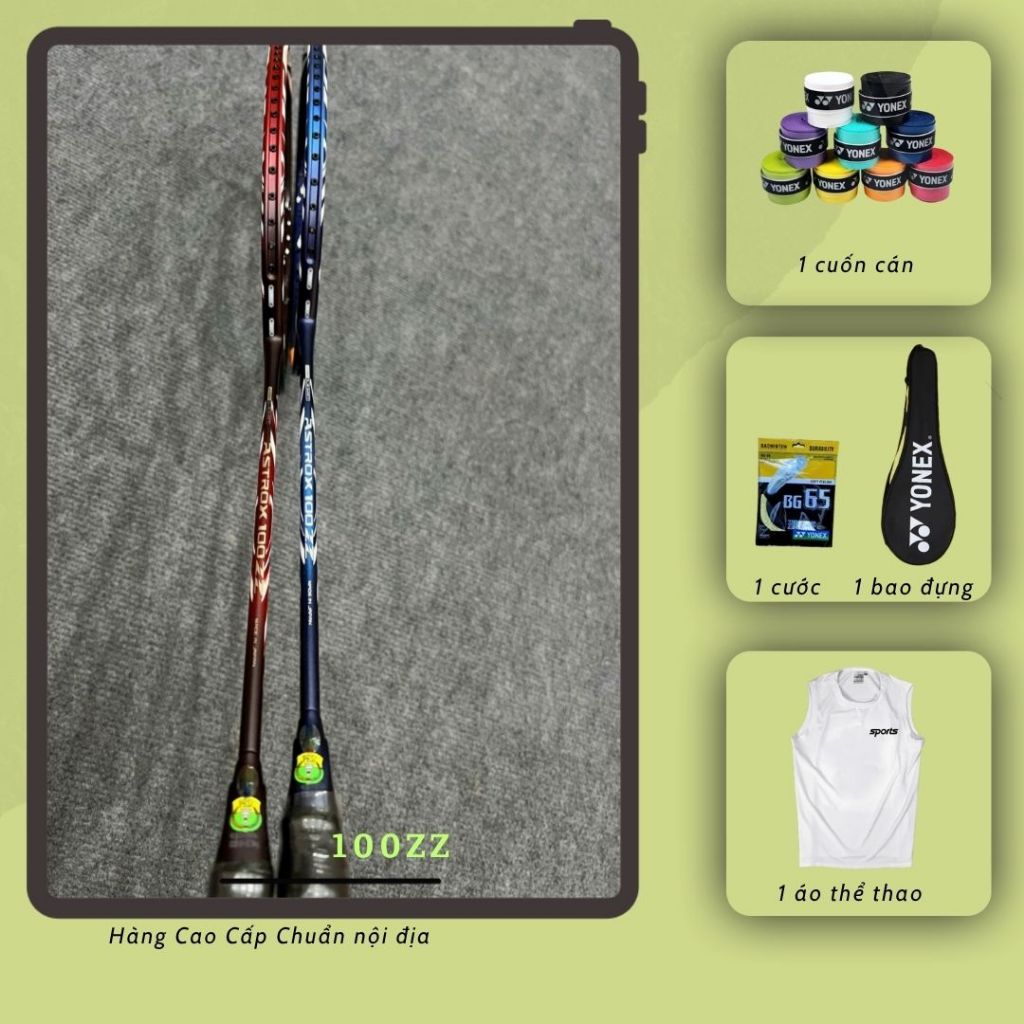 Vợt Cầu Lông YN 100ZZ Kurenai Cao Cấp Tặng Bao Đựng Vợt,Quấn Cán, Áo Thể Thao