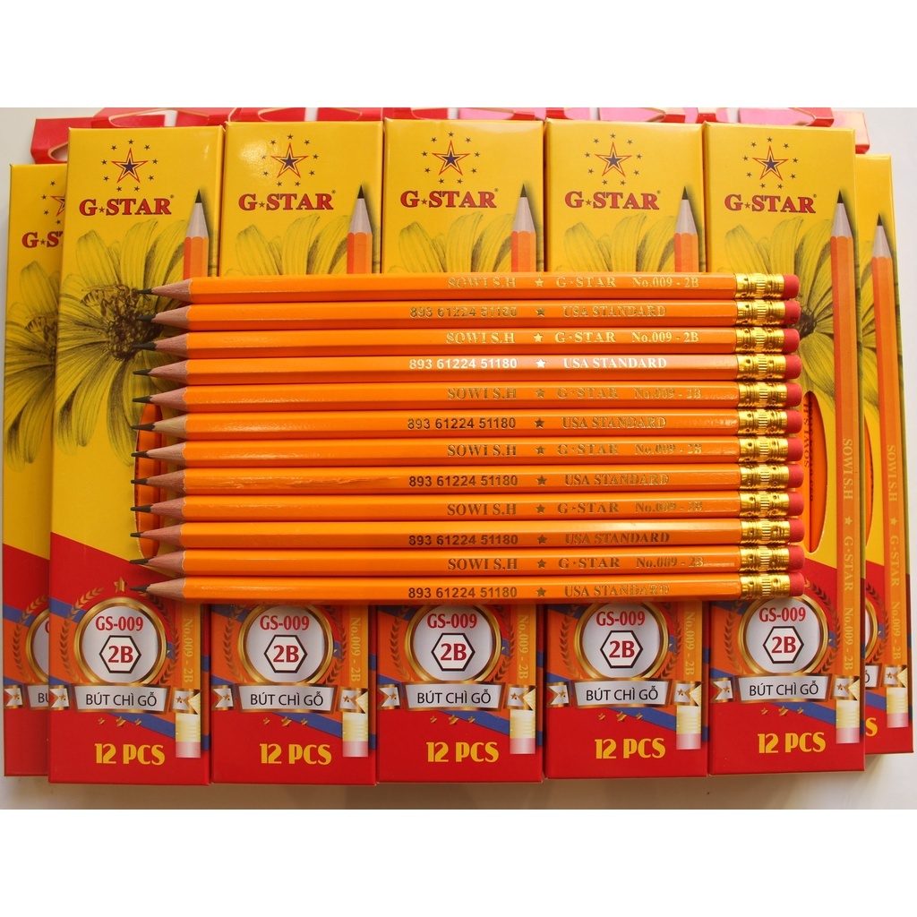 (Set 5c )-Bút Chì Gỗ 2B Gstar (Có Gôm)