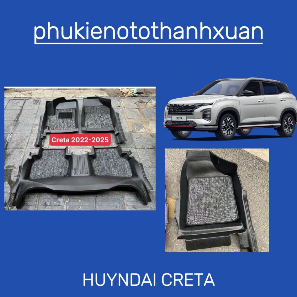 (HUYNDAI CRETA)Thảm sàn nhựa TPE 5D Hyundai Creta 2022-2025 kèm rối đúc nguyên khối hàng cao cấp