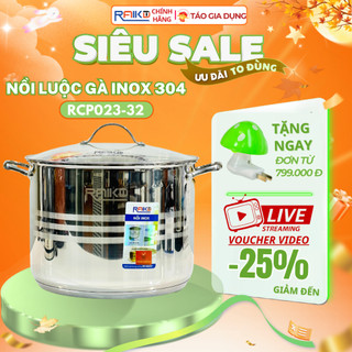  Nồi luộc gà inox 304 5 đáy Raika RKN-32 - Cao 23,5cm lòng size 30cm luộc gà cánh phượng đẹp 14Lít 