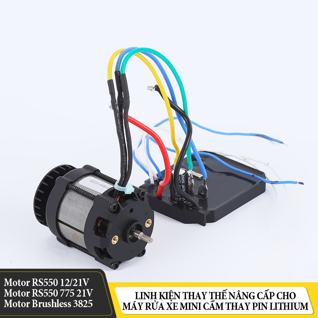Motor dây đồng RS550 775 Brushless điện áp 12/21V sử dụng cho máy rửa xe dùng pin Lithium ion - 4 tù