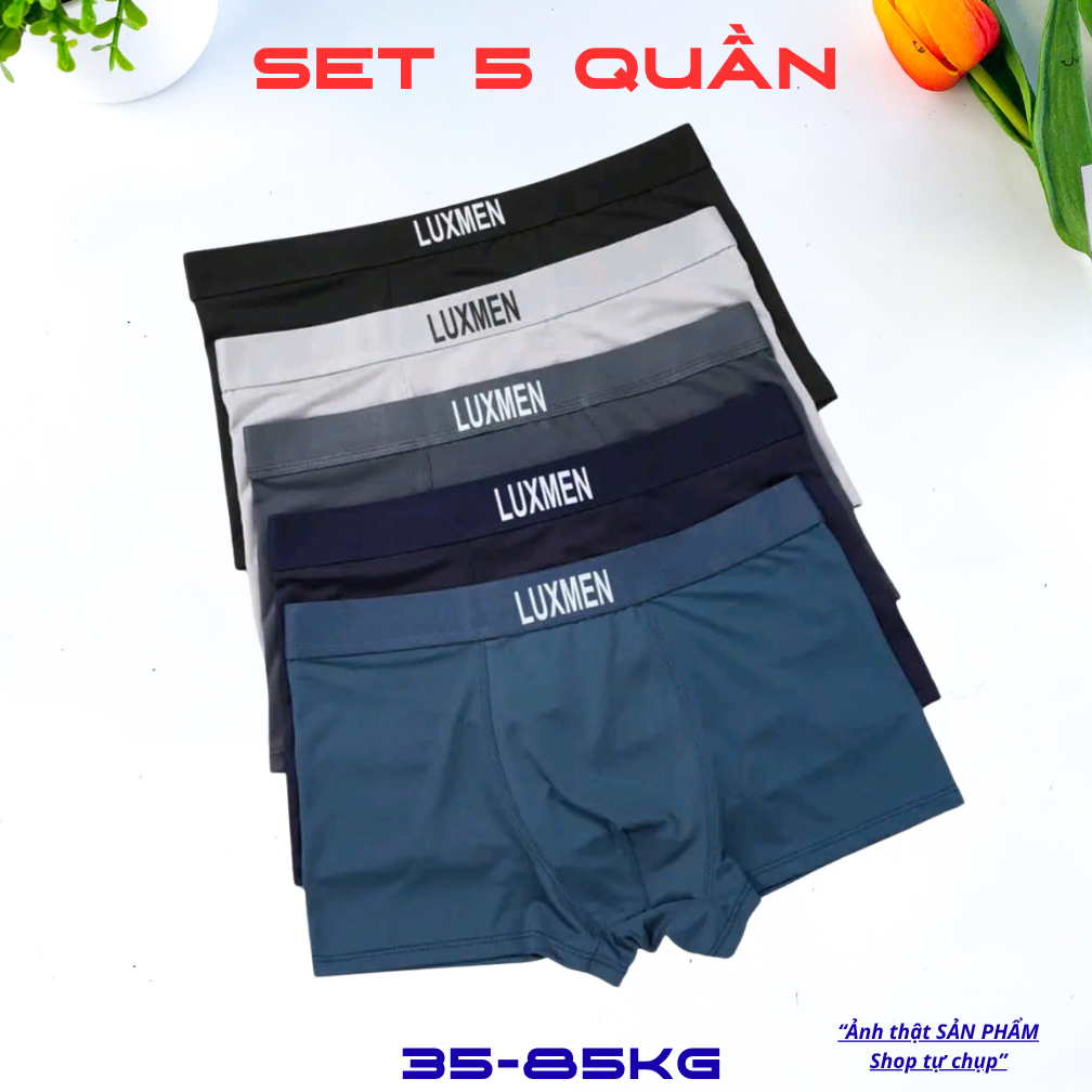 COMBO 5 Quần lót nam boxer, Sịp đùi nam chất thun lạnh co dãn 4 chiều mềm mại mịn mát Full Size