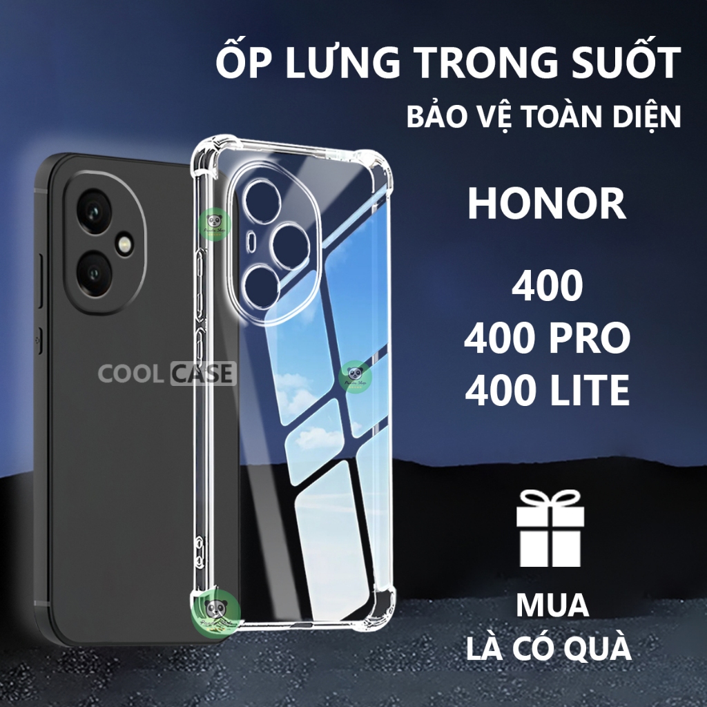 Ốp lưng chống sốc Honor 400/ 400 Pro/ 400 Lite trong suốt, silicon, bảo vệ camera-Cool Case