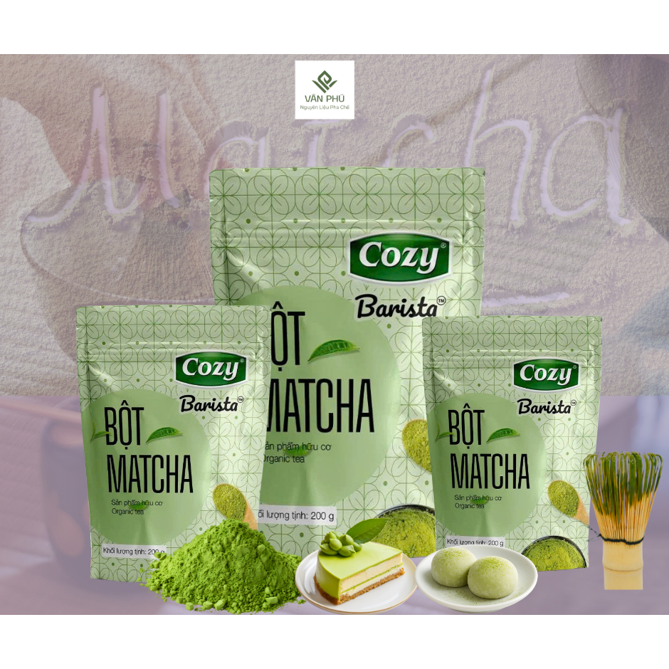 Combo 2 Túi Bột Matcha Cozy Barista 200gram - Pha Chế Matcha Latte Từ Trà Xanh Chất Lượng Nhật Bản
