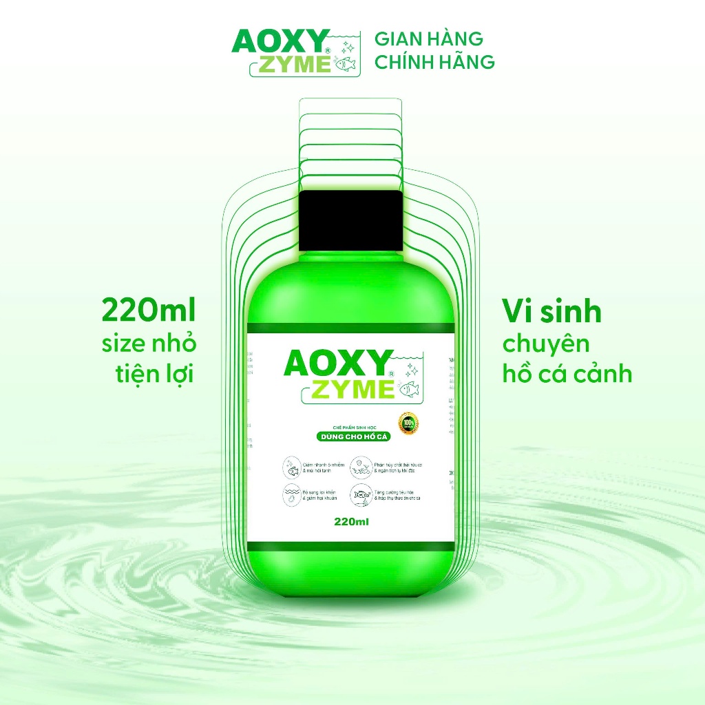 [Quà Tặng Cám Cá] Vi sinh hồ cá làm trong nước bể cá Aoxyzyme [220ml] - Cá khỏe ức chế rêu tảo, giúp