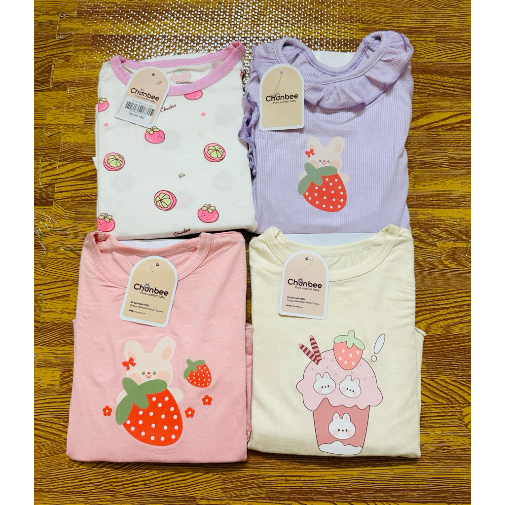 [CHUNBEE] Bộ dài tay chất peptit mềm mịn cho bé gái