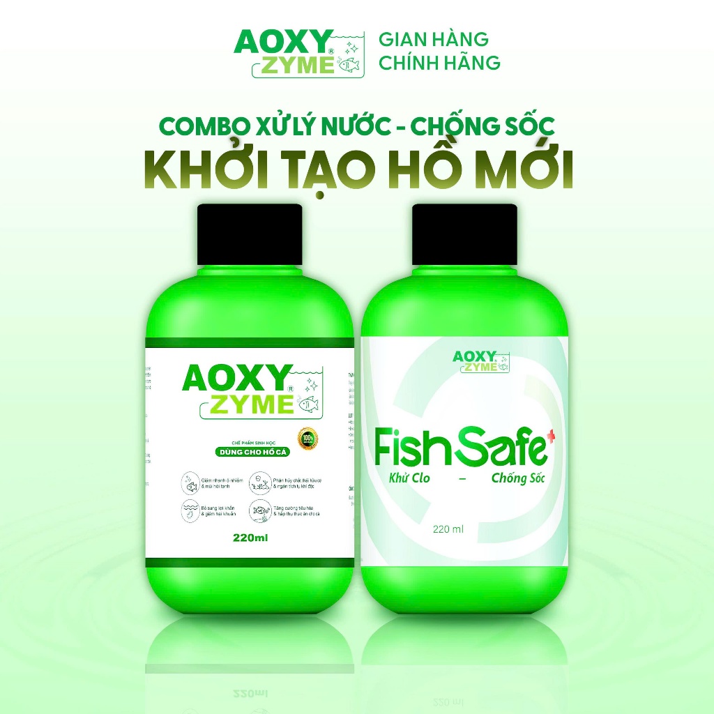 Combo 2 Chai Vi Sinh Aoxyzyme Làm Trong Nước Và Khử Clo Chống Sốc Cho Cá - Vi Sinh Tự Nhiên An Toàn