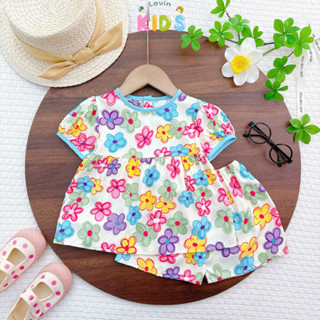  Đồ bộ tole lanh bé gái tay đùi phối viền Lavin Kids 6-18kg mềm mịn thoáng mát ít co rút 