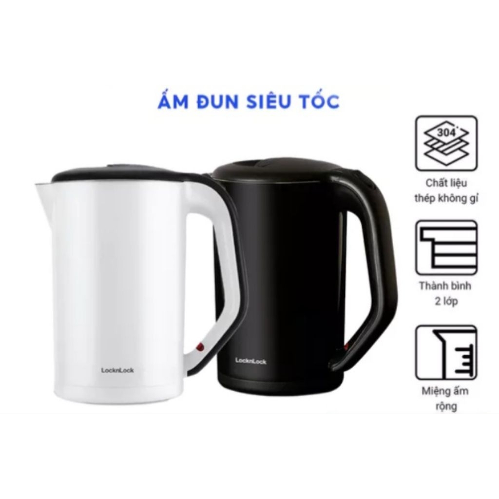 Ấm siêu tốc LocknLock EJK738BLK-WHT dung tích 1.7 lít,