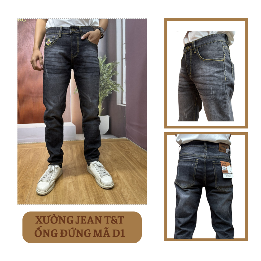 D1 - Quần Jean Dài Nam Ôm Vừa Chuẩn Form Chất Cotton Co Giãn 4 Chiều Size 28-36 Giá Xưởng Siêu Tốt