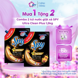  Combo 2 Túi Nước Giặt Xả SPY Ultra Clean Plus 1,5kg – Sạch Sâu Lưu Hương Lâu Làm Mềm Vải 