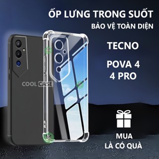 Ốp lưng chống sốc Tecno Pova 4/ 4 Pro trong suốt, silicon, bảo vệ camera-Cool Case