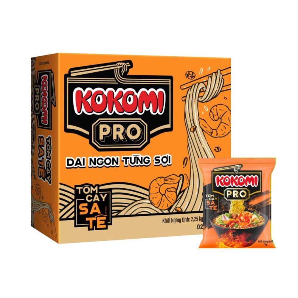 Sỉ thùng Kokomi Pro vị sate ,kim chi bò cay thùng 30 gói