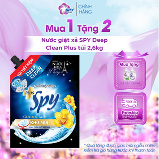  Nước Giặt Xả SPY Deep Clean Plus Túi 2,6kg – Khử Mùi Sạch Sâu Lưu Hương Mềm Vải 