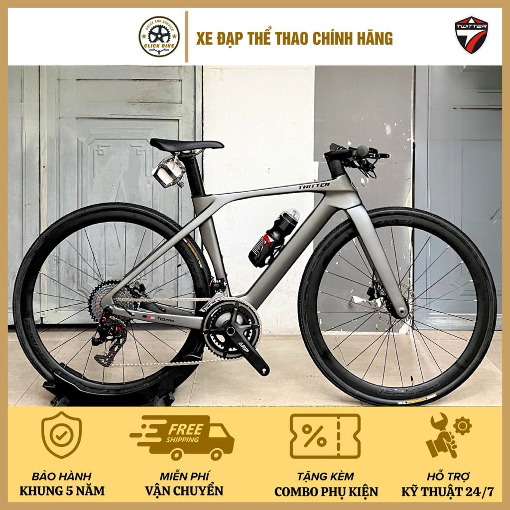 Xe đạp TWITTER T10 PRO tay ngang, tay thẳng | Ghi đông Carbon liền khối