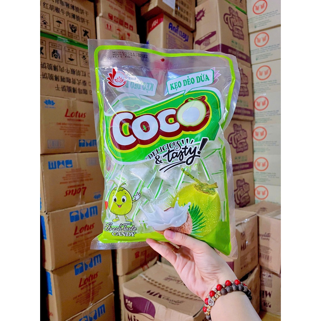 Kẹo Dẻo Dừa,phủ cơm dừa Ngon Khó Cưỡng. Kẹo dừa dẻo. Ăn vặt Gấu trúc.