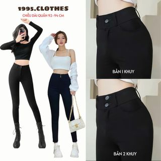 Quần Legging Nữ Chất Umi Hàn Cạp Khoá Cúc Cài Lưng Cao Co Giãn 4 Chiều Có 2 Phiên Bản 1 Cúc Và 2 Cúc