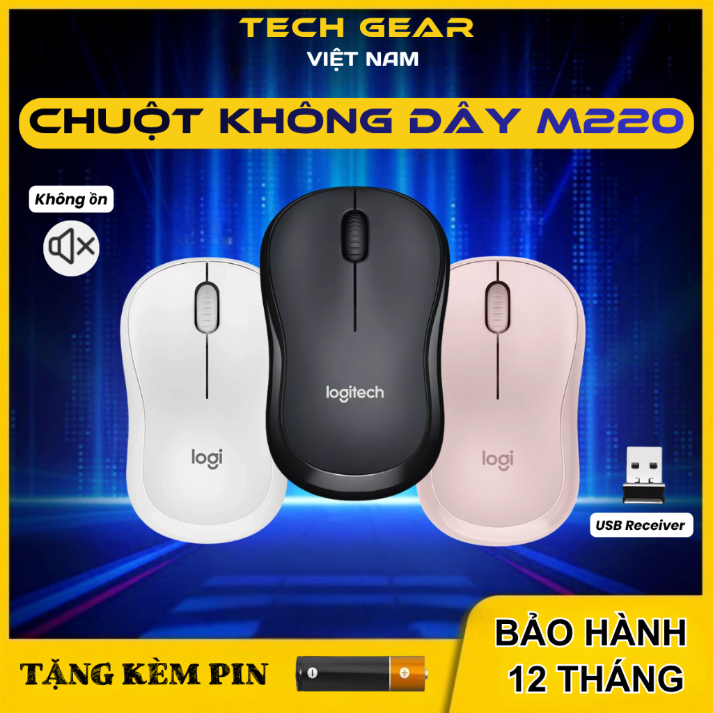Chuột Máy Tính Không Dây M220 Click Silent - giảm ồn, đầu USB, phù hợp cho Laptop/ PC - Bảo Hành 12 Tháng 1 Đổi 1