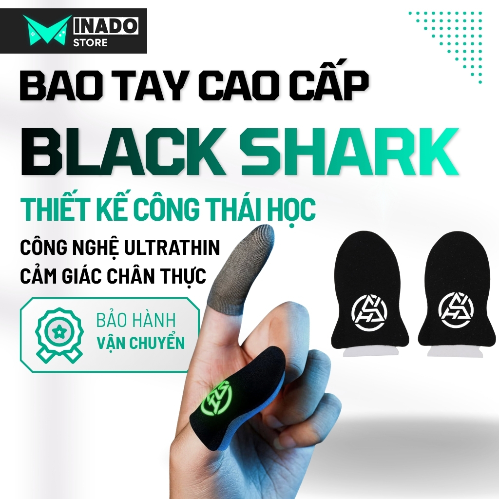 Bao Tay Chơi Game Ff Pubg Liên Quân Siêu Nhạy Giá Rẻ Cao Cấp Minado BLACKSHARK Găng Tay Chơi Game Chống Mồ Hôi - Minado
