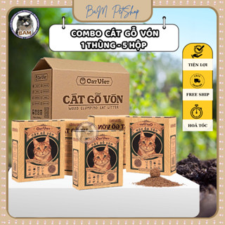   COMBO THÙNG 5 HỘP  Cát gỗ vón CatViet túi 5L~2.7Kg Cát gỗ vệ sinh cho mèo vón cục nhanh khử mùi tốt 