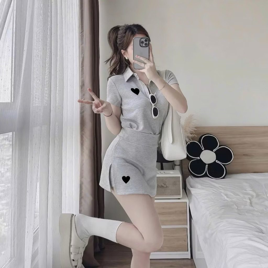 Hiếu Hiếu Bigsize Set áo polo kèm chân váy bigsize 55-100kg