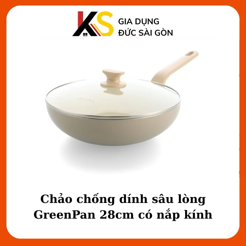 Chảo chống dính sâu lòng GreenPan CC009919-101 28cm có nắp kính