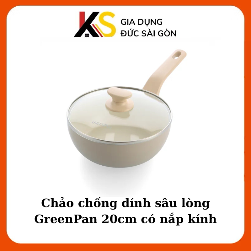 Chảo chống dính sâu lòng GreenPan CC009920-101 20cm có nắp kính