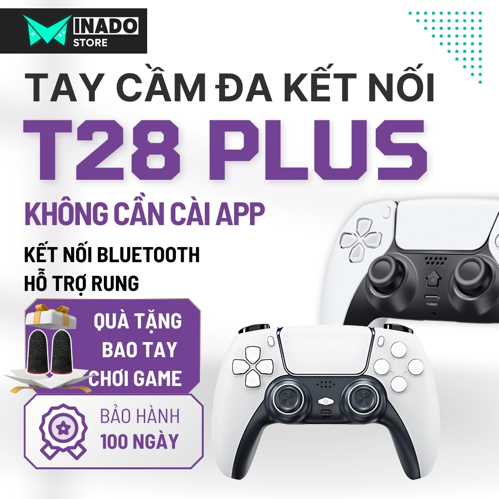 Tay cầm chơi game P4 Plus T28, Tay cầm không dây Bluetooth, tay cầm chơi FC Online full skills