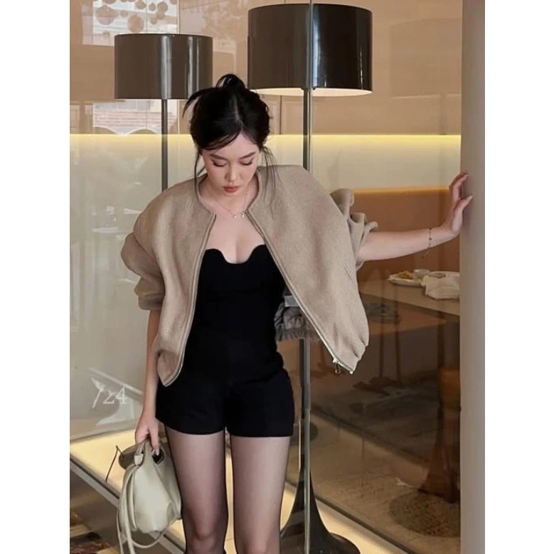 Áo Khoác Bomber Dạ Nữ Ngắn Basic – Form Rộng, Chất Dạ Dày Đẹp, Thiết Kế Khóa Kéo Hàn Quốc MA263 | BigBuy360 - bigbuy360.vn