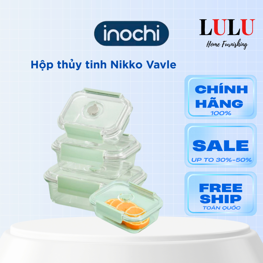 Hộp thủy tinh valve inochi, phiên bản cải tiến chịu nhiệt tốt, nắm cài tiện dụng. hộp đựng thực phẩm