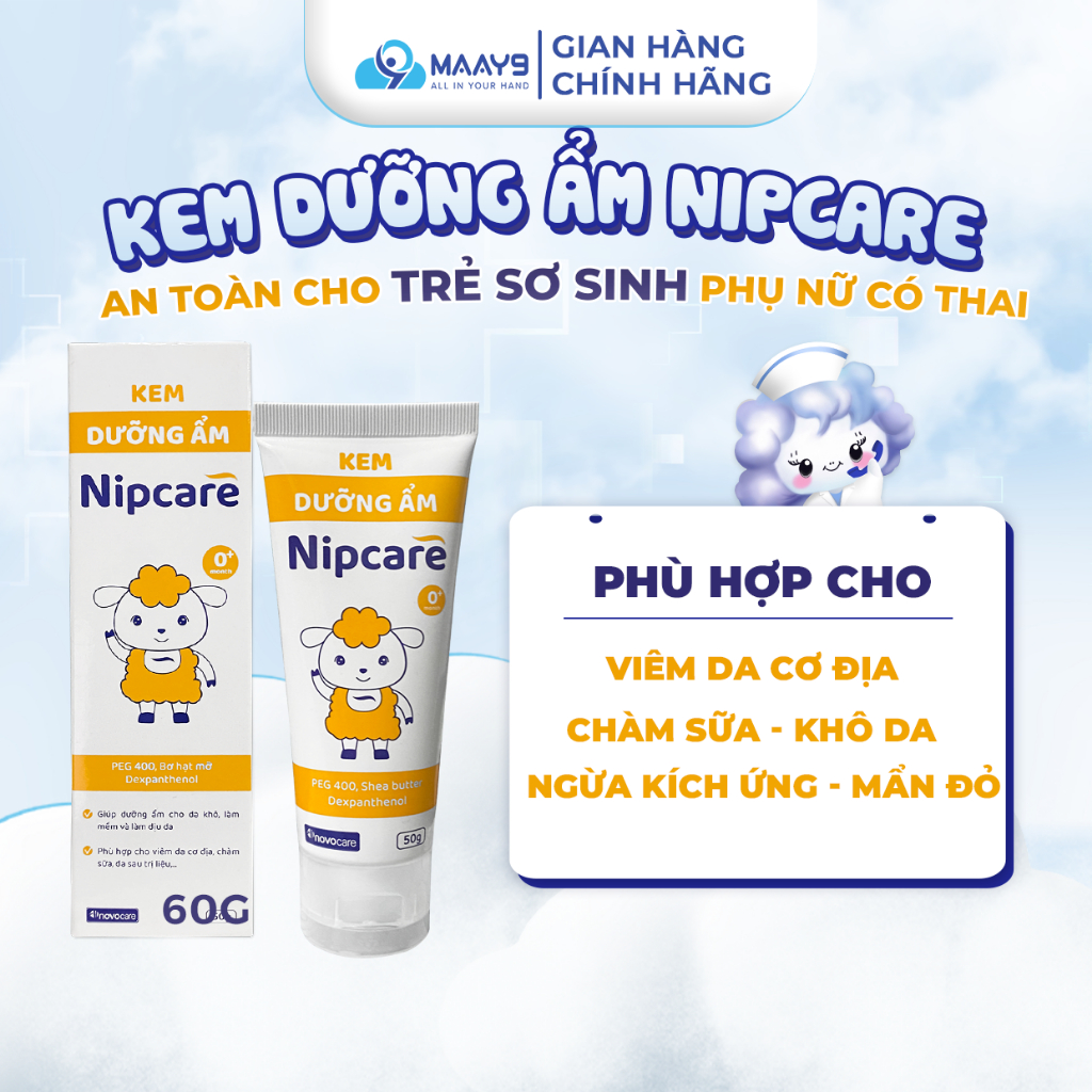 Kem dưỡng ẩm novcare nipcare 60g - kem dưỡng ẩm cho bé da khô, chàm sữa, viêm da cơ địa
