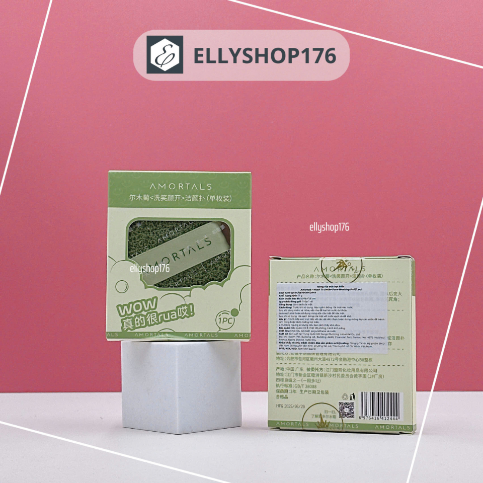 [Lẻ 1 miếng] Mút rửa mặt bọt biển Amortals - Ellyshop176