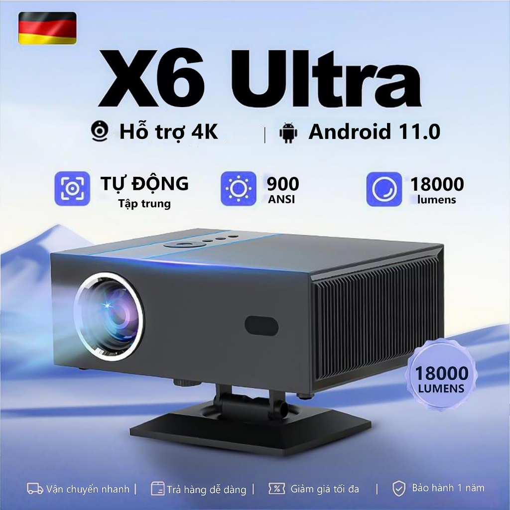 Máy chiếu  FINTEX X6 Ultra 4K 900 ANSI   Tự động lấy nét Android 11.0 Máy chiếu đa năng sáng, thông minh máy chiếu